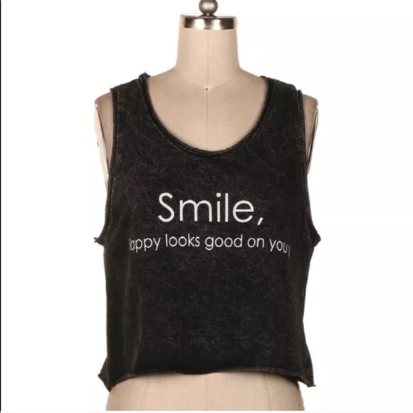 Hyssop Tops - ‼️LAST ONE‼️Black Graphic Crop Top 100% Cotton